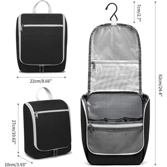 Water Repellent Polyester Hanging Toiletry Bag for Travel - Picture 3 of 7